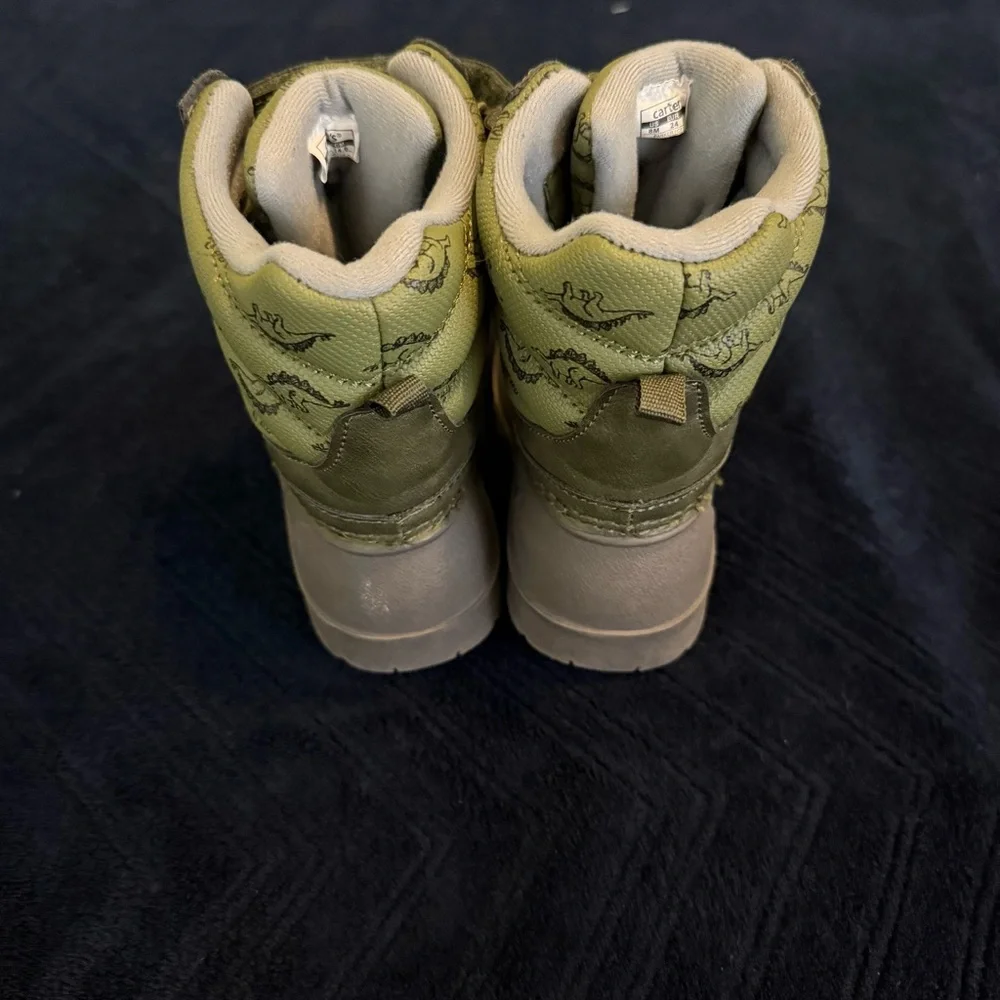 Carters Toddlers Boys Dinosaur Winter Snow‎ Boots Waterproof Size 8 Green